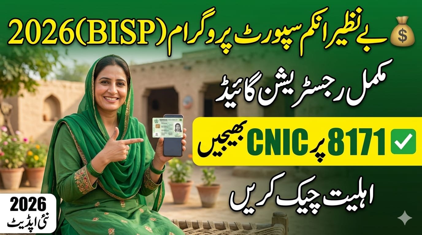BISP 2026 registration guide showing CNIC verification via 8171 SMS service